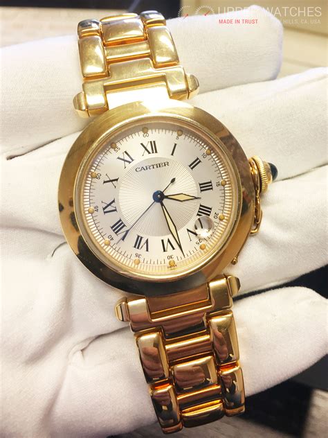 gold watch cartier|cartier 18k gold ladies watches.